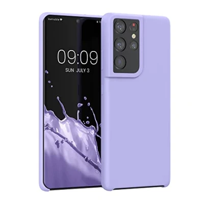 Abbildung von kwmobile Hülle kompatibel mit Samsung Galaxy S21 Ultra Silikon Handy Case Handyhülle weiche Oberfläche kabelloses Laden Lavendel