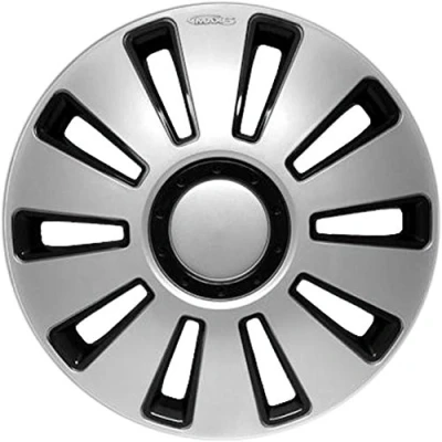 Abbildung von Marke New Car Radzierblenden Set von 4 35,6 cm 38,1 40,6 Radkappen/Radzierblenden Silverstone Silber und Schwarz