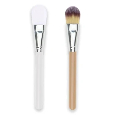 Abbildung von IZyufan Make up Pinsel, 2 Pcs Schminkpinsel Kosmetikpinsel, Flüssige Creme, Puder, Faser, Flat Foundation Brush für Cremige, Pudrige oder Foundation(Braun und Weiß)