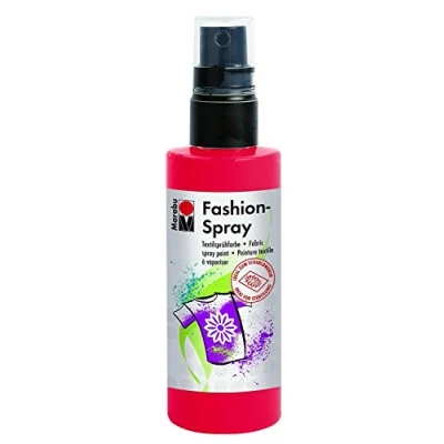 Abbildung von Marabu 17190050232 Fashion Spray rot 100 ml, Textilsprühfarbe, m. Pumpzerstäuber, für helle Textilien, weicher Griff, einfache Fixierung, waschbeständig bis 40C, tolle Effekte auf Stoff