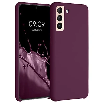 Abbildung von kwmobile Hülle kompatibel mit Samsung Galaxy S21 Plus Silikon Handy Case Handyhülle weiche Oberfläche kabelloses Laden Bordeaux Violett