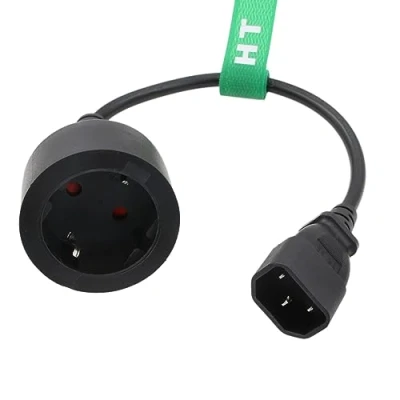 Abbildung von HangTon USV PDU Kabel IEC320 C14 auf Euro Schuko Buchse Schutzkontakt Steckdose CEE7/3 Netzkabel Adapter 16A 250V 3 poliges 30cm