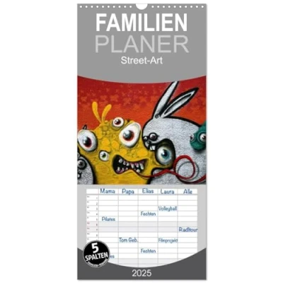 Abbildung von Familienplaner 2025 Street Art mit 5 Spalten (Wandkalender, 21 cm x 45 cm), CALVENDO