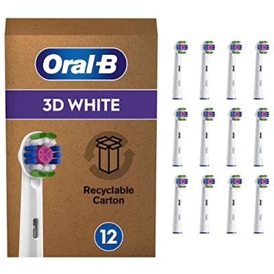Abbildung von Oral B Pro 3DWhite Aufsteckbürsten für elektrische Zahnbürste, X förmige Borsten, briefkastenfähige Verpackung, 12 Stück