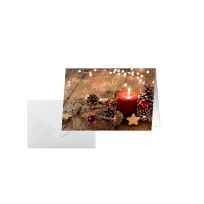 Abbildung von Sigel DS093 Premium Weihnachtskarten Set Red Christmas Candle, A6, 10 Karten mit Umschlägen, ideal zum Bedrucken, aus nachhaltigem Papier