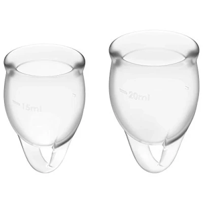 Abbildung von Satisfyer, Menstruationstasse, &#039;Feel Confident Menstrual Cup Set&#039;, 2 Stück, 15 &amp; 20 ml, wiederverwendbar, nachhaltig, einfache Reinigung, Farbe:transparent
