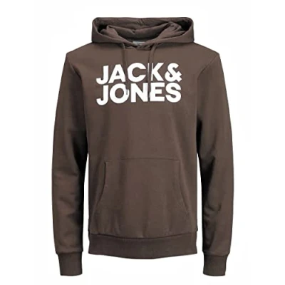 Abbildung von JACK &amp; JONES Herren JJECORP Logo Sweat Hood, Mulch/Large Print/W White, XXL