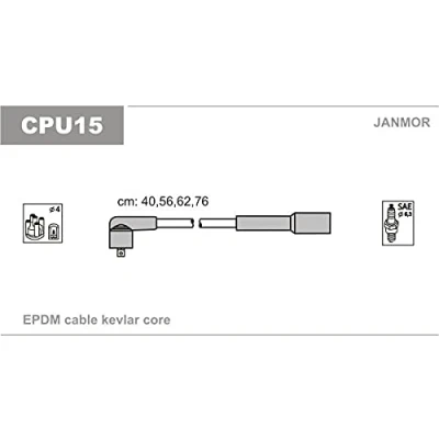 Abbildung von JANMOR CPU15 Zündkabelsatz PEUGEOT: 306 Schrägheck, Cabrio, Kombi, CITROËN: XM I Evasion, ZX SEAT: Marbella Schrägheck