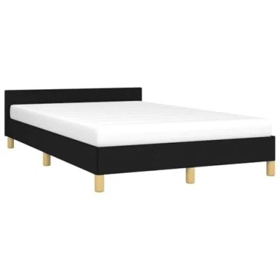 Abbildung von vidaXL Bettgestell mit Kopfteil, Bettrahmen Lattenrost, Bett Polsterbett Stützbeinen, Schlafzimmerbett Doppelbett, Schwarz 120x200cm Stoff