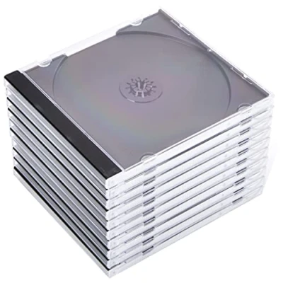 Abbildung von Hama CD Leerhüllen 10 Stück (Jewel Case für CD/DVD/Blu ray, Leerbox zur Archivierung, Aufbewahrung, Standard Schutzhülle, Transport Hülle) transparent schwarz