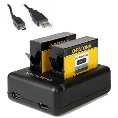 Abbildung von Dual Ladegerät für GoPro Hero4 Hero 4 Akku AHDBT 401 mit 2X Patona 1160mAh und USB Kabel alle Editionen