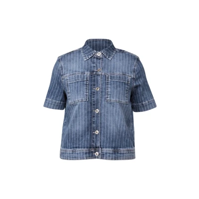 Abbildung von Cecil MIT Streifen Jeansjacke, Damen, Größe: Large, Blau