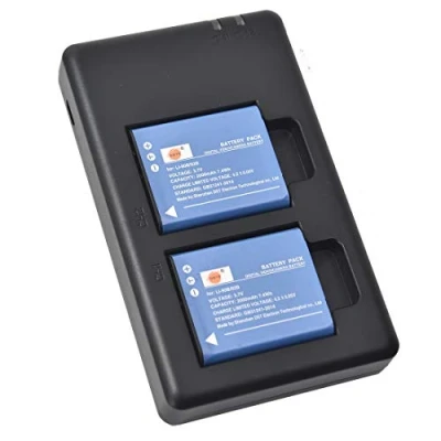 Abbildung von DSTE 2 Stück Ersatzakku Set LI 90B Batterie + Dual Ladegerät USB kompatibel mit Olympus SH 1 50 iHS 60 SP 100 Tough TG
