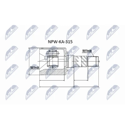 Abbildung von NTY NPW KA 315 Gelenksatz Getriebeautomatik 4 Gang, 5 Gang getriebeseitig KIA: SORENTO 1