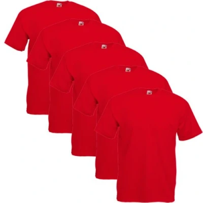 Abbildung von Fruit of the Loom Herren T Shirt 5 er PackRegular Fit 11182V S,Rot Rot