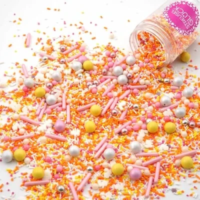 Abbildung von STREUSEL Verliebtes Häschen gelb orange Mix 90g Zuckerstreusel Ostern Frühling Plätzchen GLÜCK Sprinkles für Tortendeko Geburtstag Hasen Party Muffins Cupcakes Cake Pops