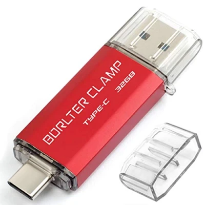 Abbildung von BORLTER CLAMP Type C USB Stick 32GB OTG 2 in 1 Speicherstick Dual Port 3.0 Flash Laufwerk mit Anschluss für Smartphone, Tablets &amp; Computer (Rot)
