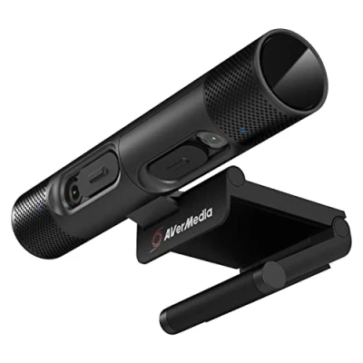 Abbildung von AverMedia PW313D Webcam Autofokus mit 2K30fps und integrierten Full HD 1080p Kameras für PC Videokonferenzen, funktioniert Zoom, Teams, Skype
