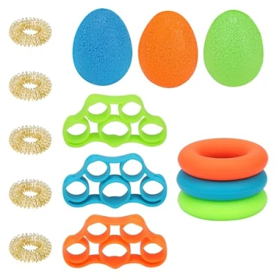 Abbildung von Belle Vous Keilkissen Hand Trainer 14pcs blue, green, orange Silicone 3 resistance levels, 1 tlg.