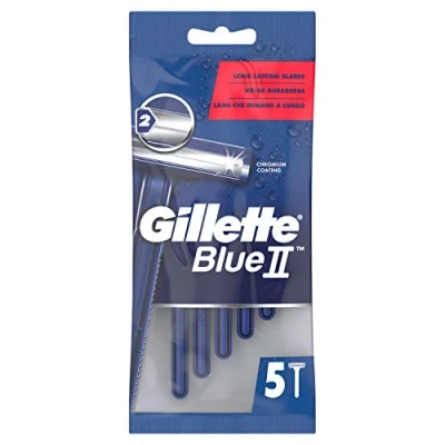 Abbildung von Gillette BlueII Herren Einwegrasierer x 5, 2 Klingen Rasierer, fester Kopf