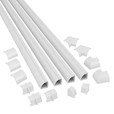 Abbildung von D Line Viertelrunde Kabelkanäle, Kabelführungen Selbstklebender, Kabelleiste 4X 22mm (B) x (H) 1 Meter Längen (4 Meter) Weiß