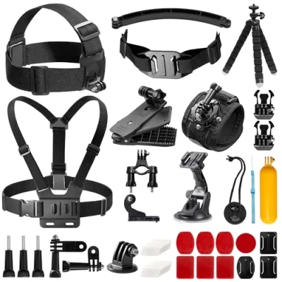 Abbildung von AKASO Action Cam Zubehör Kit 42 in 1 kompatibel mit EK7000/ EK7000 Pro/Brave 4/ Brave 7 LE/Brave 7/ 8/ V50X/ V50 Pro/ Elite/Go Pro Hero 11 10 9