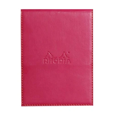 Abbildung von Rhodia 128212C Notizblock N12 (mit Schutzhülle aus Kunstleder, 9,5 x 13 cm, liniert, schick und elegant, ideal für Ihre Notizen) 1 Set, himbeer