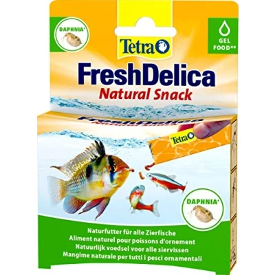 Abbildung von Tetra FreshDelica Daphnia natürlicher Snack mit Wasserflöhen für Zierfische, Leckerbissen in Gelee, 16 x 3 g Beutel