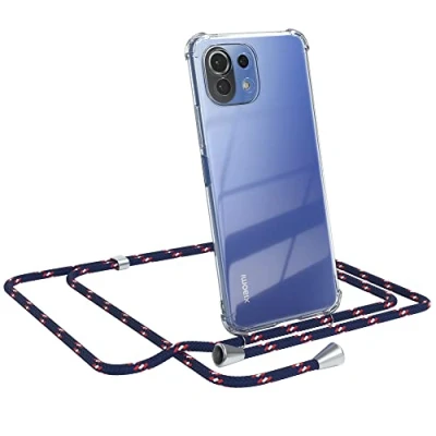 Abbildung von EAZY CASE Handykette kompatibel mit Xiaomi Mi 11 Lite/Mi Lite 5G / NE Handyhülle Umhängeband, Handykordel Schutzhülle, Silikonhülle Band, Stylische Kette, Navy Camouflage