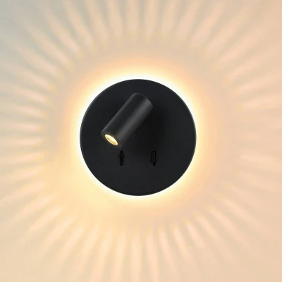 Abbildung von LUCIDE BENTJER Bettlampe/Wandleuchte Ø 14 cm LED 3000K Schwarz