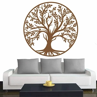 Abbildung von INDIGOS Wandtattoo Baum des Lebens 0 Lebensbaum Weltenbaum 60x60 cm Kupfer Dekoration Wandaufkleber für Wohnzimmer Kinderzimmer Büro Schule Firma