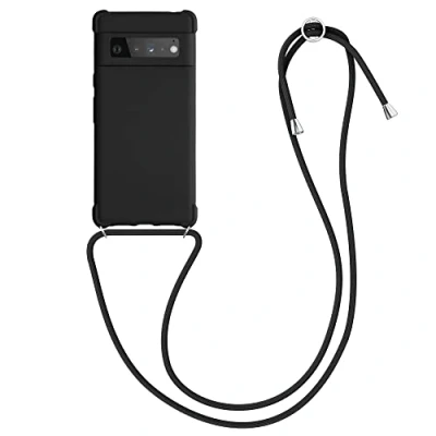 Abbildung von kwmobile Necklace Case kompatibel mit Google Pixel 6 Pro Hülle Cover Kordel zum Umhängen Silikon Schutzhülle Schwarz