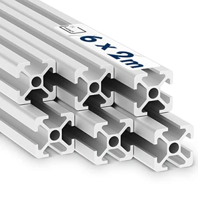 Abbildung von tktrading24 Alu Profil 6 Stück 20x20mm 2m System , Montage Konstruktionsprofil Nut
