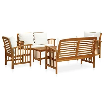 Abbildung von vidaXL Akazienholz Massiv Gartenmöbel 5 TLG. mit Auflagen Lounge Stuhl Tisch Gartenset Sitzmöbel Sitzgruppe Gartenstuhl Beistelltisch Gartengarnitur