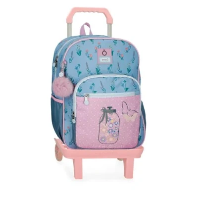 Abbildung von Enso We Love Flowers Schulrucksack mit Trolley, Rosa, 30 x 38 12 cm, Polyester, 13,68 l, Trolley
