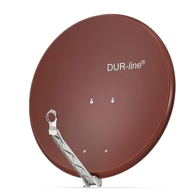 Abbildung von DUR line Select 80cm Satellitenschüssel/Aluminium Sat Reflektor [ 3X Test SEHR GUT *] / Rot mit LNB Halterung/Sturmsicher und leicht zu installieren/Rostfrei