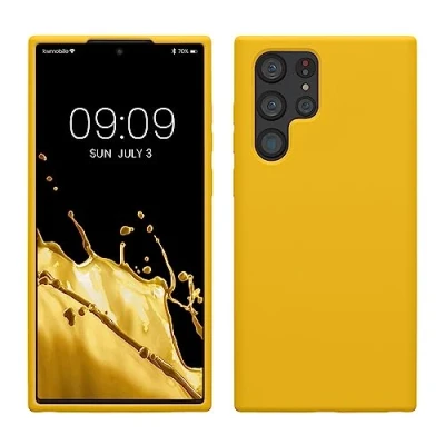 Abbildung von kwmobile Hülle kompatibel mit Samsung Galaxy S22 Ultra Silikon Handy Case Handyhülle weiche Oberfläche kabelloses Laden Strahlend Gelb