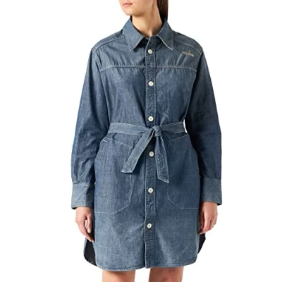 Abbildung von G Star LONG Millery Overshirt Jeanskleid, Damen, Größe: Large, Antic faded aegean blue