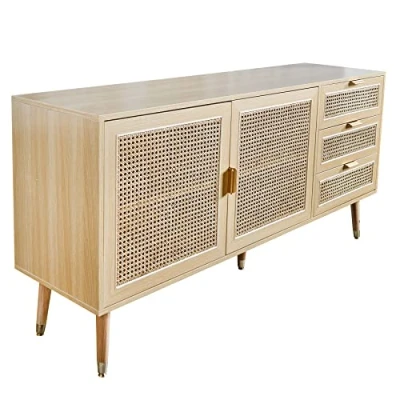 Abbildung von riess ambiente Sideboard VIENNA 154cm natur (Einzelartikel, 1 St), Wohnzimmer · Wiener Geflecht 3 Schubladen Kommode Retro