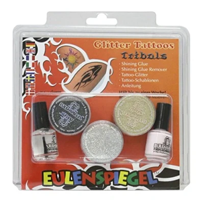 Abbildung von Eulenspiegel 730034 Glitzer Tattoo Set Tribals XL, Karneval, Halloween, Mottoparty