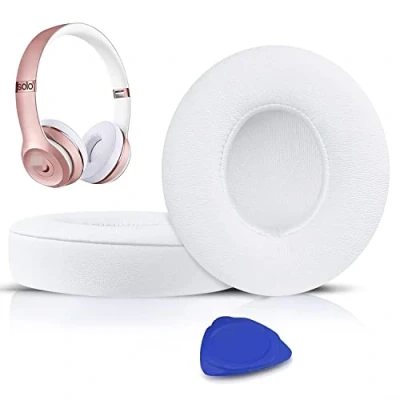 Abbildung von SoloWIT® Professionelle Ersatz Ohrpolster für Beats Solo 2 &amp; 3 Kabellose On Ear Kopfhörer mit Weiches Proteinleder, Starkes Klebeband