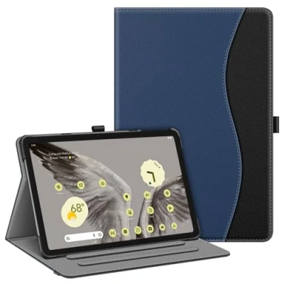 Abbildung von Fintie Schutzhülle für Google Pixel Tablet 27,9 cm (11 Zoll), Version 2023, Multi Winkel, Standfunktion, mit Tasche und Stifthalter, kompatibel Lade Lautsprecher Dock, Marineblau/Schwarz