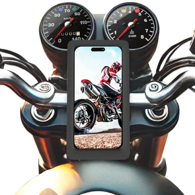 Abbildung von Motorrad handyhalterung wasserdicht Kompatibel mit Smartphones bis zu 7,5&quot; Rückfenster unzerbrechliche und sichere Befestigung am Lenker