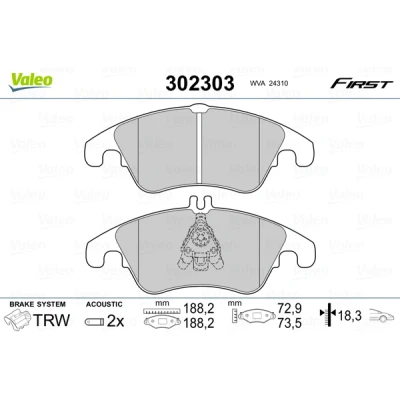 Abbildung von VALEO 302303 Bremsbelagsatz Vorderachse inkl. Verschleißwarnkontakt mit Anti Quietsch Blech FORD: Focus 2 Schrägheck