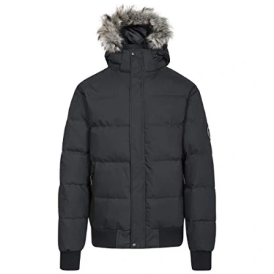 Abbildung von Trespass Calgary, Black, XL, Warme Daunenjacke mit Abnehmbarer Kapuze, 90% Daunen für Herren, Schwarz, X Large