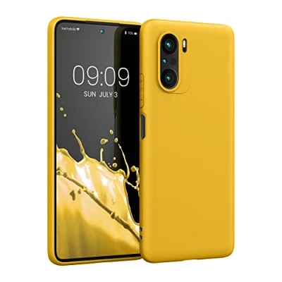 Abbildung von kwmobile Hülle kompatibel mit Xiaomi Mi 11i / Poco F3 weiches TPU Silikon Case Cover geeignet für kabelloses Laden Honiggelb