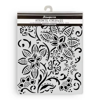 Abbildung von Stamperia Timeless Thick Stencil 20x25cm Batik Flowers (KSTD180)