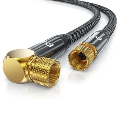 Abbildung von CSL 1m HDTV Satellitenkabel mit Braiding 8k 4k 135Db 75 Ohm F Stecker (gewinkelt) zu (gerade) SAT Kabel gewinkelt 90 Grad Antennenkabel DVB T2 Radio UKW DAB