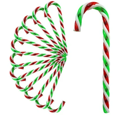 Abbildung von Cepewa Zuckerstange Baumschmuck Christbaumdeko Weihnachtsdeko aus Kunststoff mit Aufhängung 15er Set