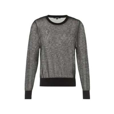 Abbildung von comma Semitransparenter Optik Strickpullover, Damen, Größe: 34, Schwarz